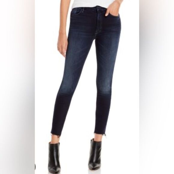 Mother high waisted jeans 27 looker ankle fray last call dark wash skinny - Picture 2 of 7